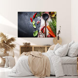 Paul Sinus Wandbild 120x80cm Gewürze Holzlöffel Küche Essen Kochen Obst