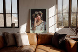 Paul Sinus Wandbild in 40x60cm The Summer Reverie verträumtes Porträt einer jungen Frau mit Blumenkranz vor dunklem Hintergrund
