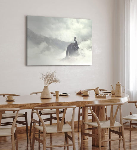 Paul Sinus Wandbild 120x80cm Ein Mann auf Berggipfel Berge Wolken Felsen Nebel