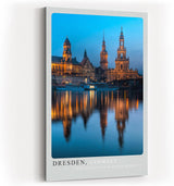Paul Sinus Kunstdruck 40x60cm Dresden Germany – Barocke Altstadt mit Spiegelung in der Elbe bei abendlichem Licht