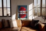 Paul Sinus Wandbild in 40x60cm The Red Mirror Strahlender roter Baum mit perfekter Spiegelung im Wasser vor sanfter Landschaftskulisse
