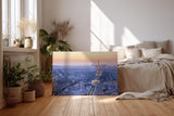 Sinus Art Wandbild 120x80cm Der leuchtende Eiffelturm inmitten der Stadt sorgt für Eleganz und Fernweh im Raum