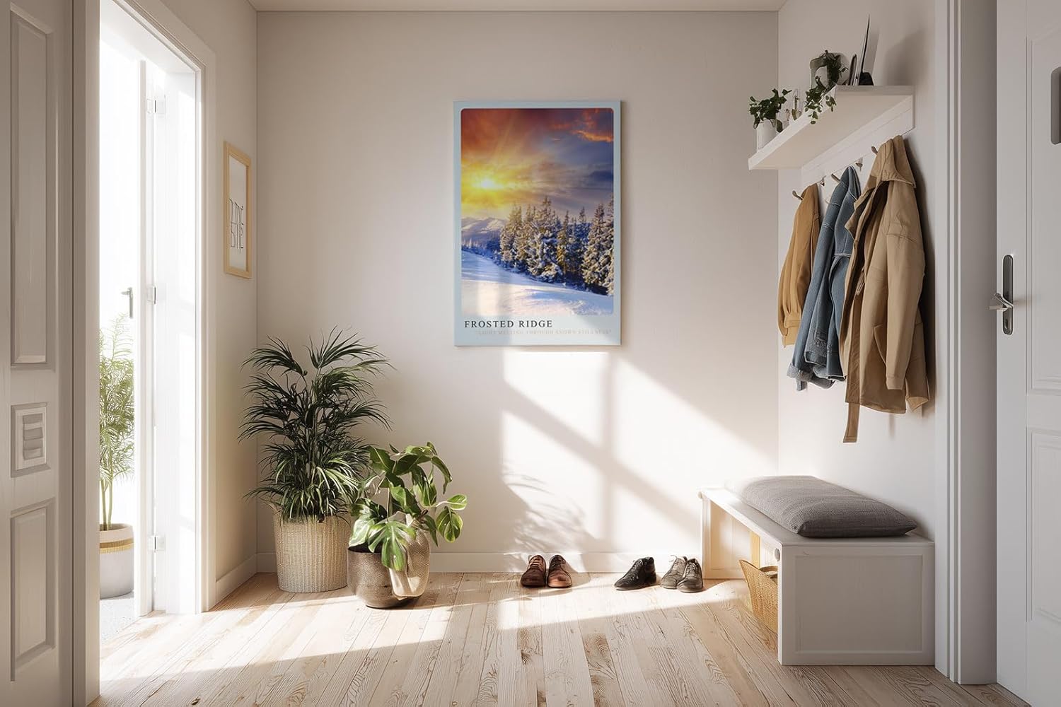 Paul Sinus Kunstdruck 40x60cm Winter Landschaft Schnee Sonnenuntergang Berge Frost Frosted Ridge