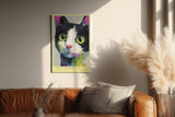 Paul Sinus Wandbild in 40x60cm Little Rainbow Cat – farbenfrohes Katzenportrait in moderner Bilder für lebendige Wohnraumgestaltung