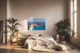 Sinus Art Wandbild 120x80cm Satte Türkistöne, weiße Felsen und mediterranes Flair gestochen scharf