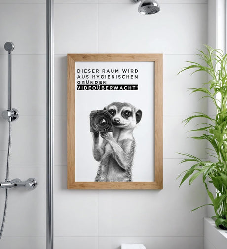 Paul Sinus Poster/Leinwandbild/Rahmenoption Lustiges Erdmännchenbild – Witzige Klo-Deko fürs Gäste-WC – Perfekt für Humorvolle