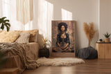 Paul Sinus Wandbild in 40x60cm The Still Soul mit meditierender Frau in Boho-Stil vor abstraktem Hintergrund für entspannende Wandgestaltung