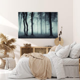 Paul Sinus Wandbild 120x80cm Wald Bäume Dunkel Schwarz Nebel Herbst Mystisch