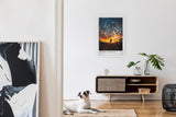 Paul Sinus Leinwandbild 60x90cm Cosmic Vortex Leinwandbild atemberaubende Landschaft mit spiralförmigem Himmel und Silhouette im Sonnenuntergang