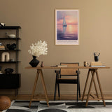 Paul Sinus Leinwandbild 40x60cm traumhafte Segelboot-Szene bei Sonnenuntergang mit sanften Gold- und Pastelltönen, beruhigende Wandkunst