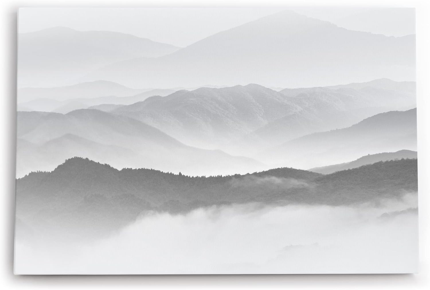 Paul Sinus Wandbild 120x80cm Berglandschaft Berge Gebirge Wolken Nebel Grau