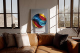 Paul Sinus Wandbild in 40x60cm The Elemental Flow – Abstraktes Rundmotiv in kräftigen Blau-, Rot-, Gelbund Schwarztönen