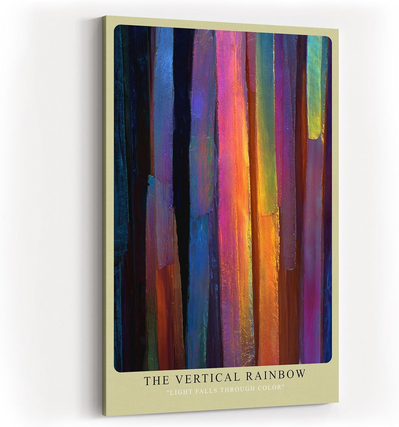 Paul Sinus Wandbild in 40x60cm The Vertical Rainbow – abstraktes Farbmotiv mit vertikalen Regenbogenstreifen für moderne und kreative Raumgestaltung