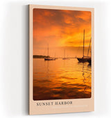 Paul Sinus Kunstdruck 40x60cm Sunset Harbor – Segelboote bei Sonnenuntergang im goldenen Abendlicht auf ruhigem Wasser