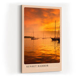 Paul Sinus Kunstdruck 40x60cm Sunset Harbor – Segelboote bei Sonnenuntergang im goldenen Abendlicht auf ruhigem Wasser
