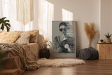 Paul Sinus Wandbild in 40x60cm The Vinyl Code – monochromes Retro-Porträt mit farbigem Glitch-Effekt für moderne Wohnräume