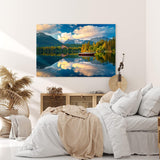 Paul Sinus Wandbild 120x80cm See Berge Bergsee Natur Boot Berglandschaft