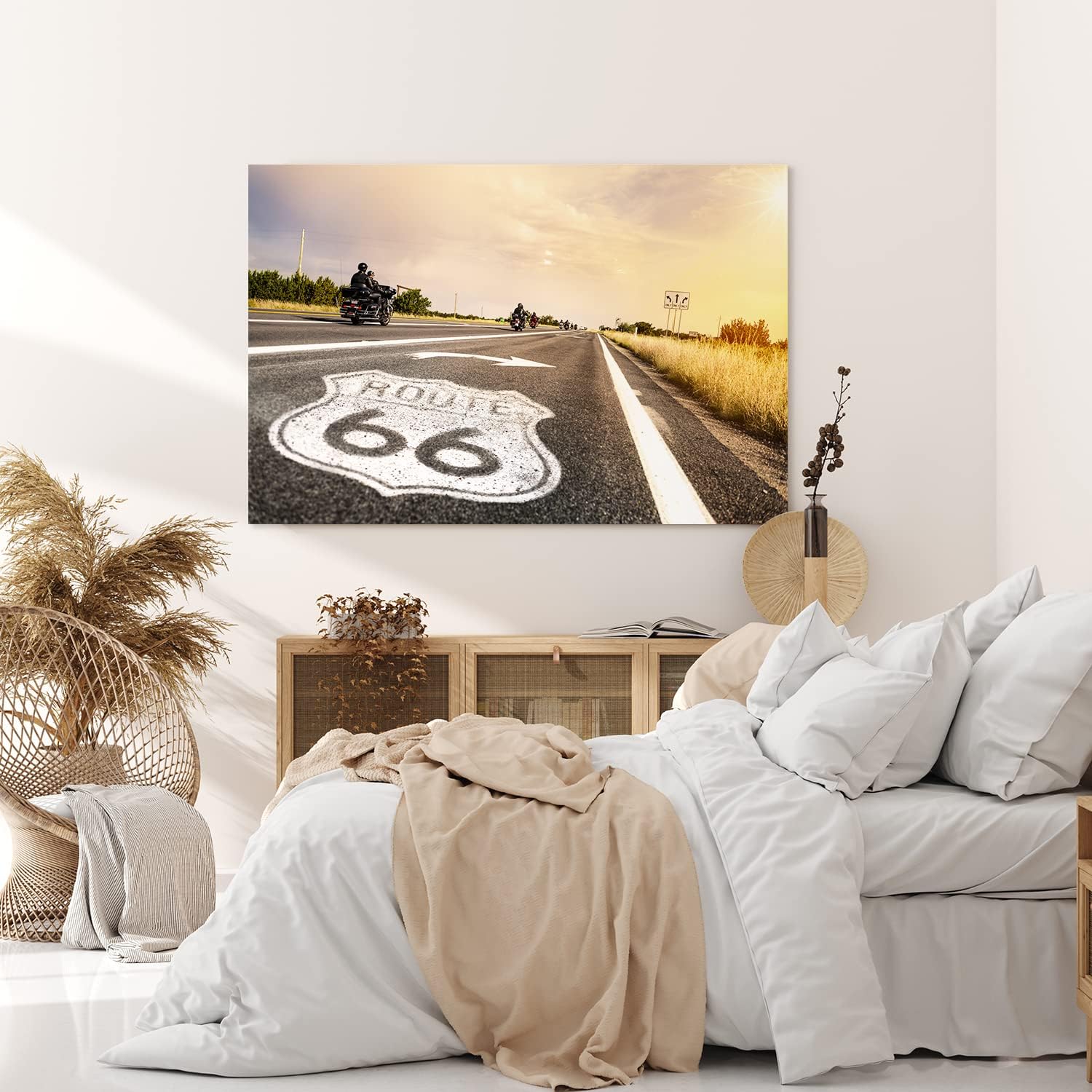 Paul Sinus Wandbild 120x80cm Route 66 USA Straße Motorräder Bikes Sonnenschein
