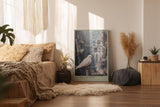 Paul Sinus Wandbild in 40x60cm The Last Dove – Weiße Taube in futuristischer Stadtlandschaft