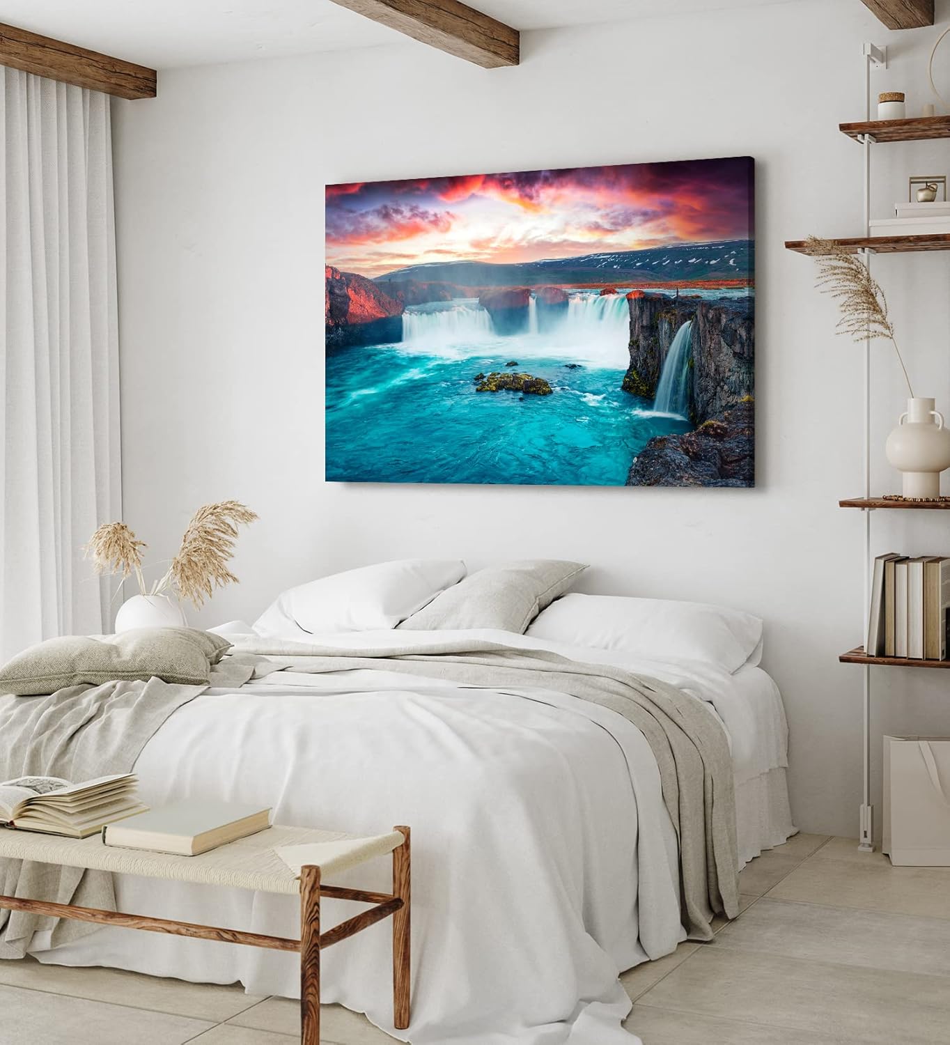 Paul Sinus Wandbild 120x80cm Godafoss Wasserfall Island Berge Natur Wasser