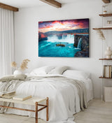Paul Sinus Wandbild 120x80cm Godafoss Wasserfall Island Berge Natur Wasser