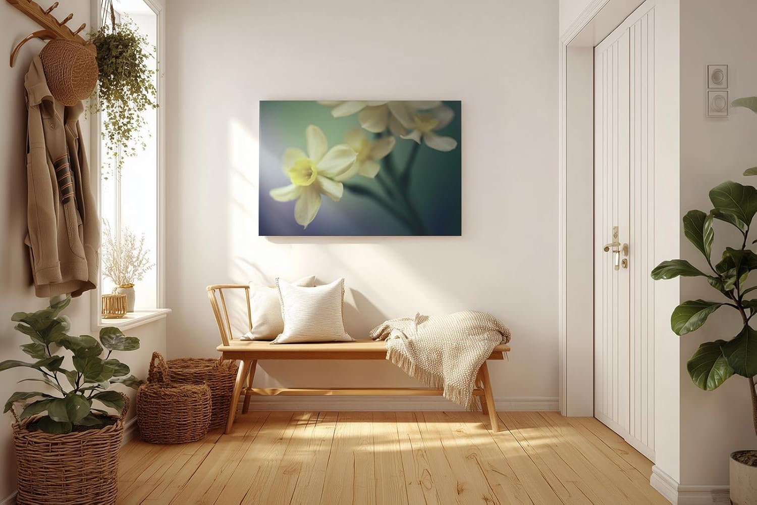 Sinus Art Wandbild 120x80cm Elegante Darstellung von Narzissen – Symbol für Neubeginn und Leichtigkeit