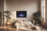 Sinus Art Wandbild 120x80cm Atemberaubendes Weltraumbild mit Lichtstrahlen über dem Planetenrand