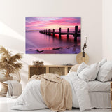 Paul Sinus Wandbild 120x80cm Meer Steg Sonnenuntergang Rot Himmel Abendröte
