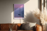 Paul Sinus Wandbild in 40x60cm Einsamer Ruderer bei Sonnenuntergang zwischen Bergketten in sanften Lilatönen