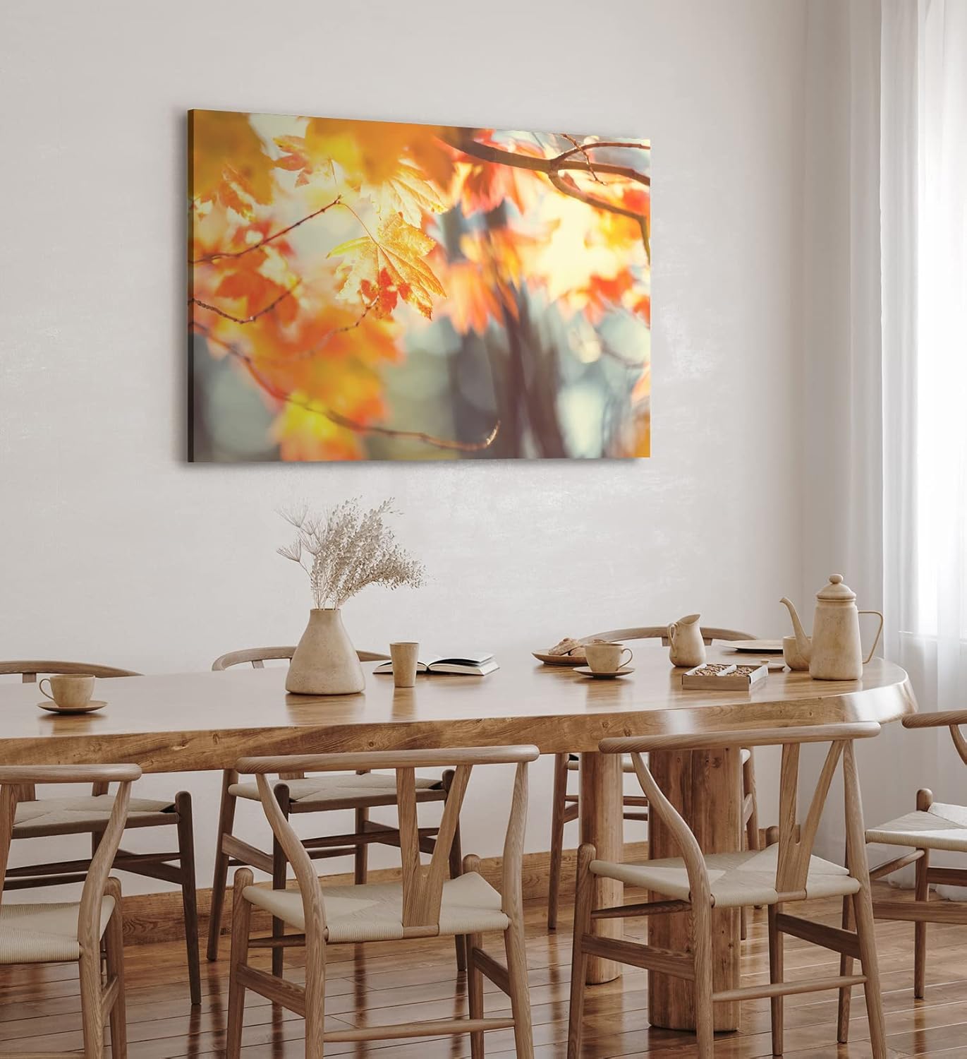 Paul Sinus Wandbild 120x80cm Herbst Herbstblatt Baum Zweige Äste Sonnenschein