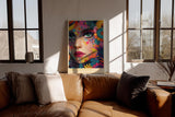 Paul Sinus Wandbild in 40x60cm The Face of Bloom Ausdrucksvolles Frauengesicht kunstvoll umrahmt von bunten Blüten und farbenfrohen Mustern für moderne Raumgestaltung