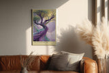 Paul Sinus Wandbild in 40x60cm The Twisted Dream – Farbintensive Kunst mit verschlungenem Baum in surrealer Landschaft