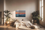Sinus Art Wandbild 120x80cm Leuchtend rote Bergspitzen im ersten Sonnenlicht mit kühler Schneelandschaft