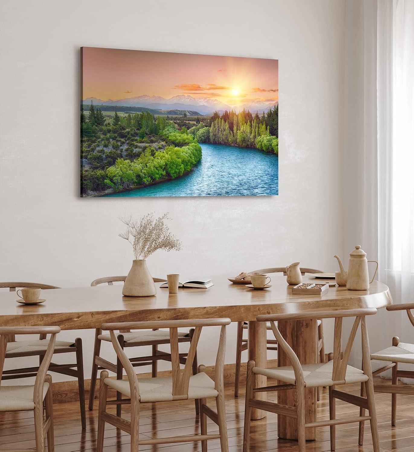 Paul Sinus Wandbild 120x80cm Clutha River Neuseeland Fluss Sonnenuntergang Berge Natur
