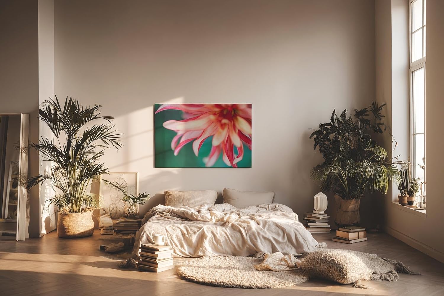 Sinus Art Wandbild 120x80cm Detailreiche Blütenaufnahme mit Bewegung und Leichtigkeit auf natürlichem Grund