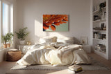 Sinus Art Wandbild 120x80cm Makroaufnahme leuchtend orangefarbener Blütenblätter mit funkelnden Wassertropfen