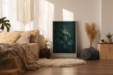 Paul Sinus Wandbild in 40x60cm The Hunter in the Dark – Leopard im Schatten dichter Blätter mit intensiven Augen