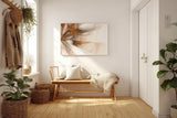 Sinus Art Wandbild 120x80cm Futuristische Lichtstrahlen in Bronze und Cremeweiß – elegant verspielt und optisch raumöffnend