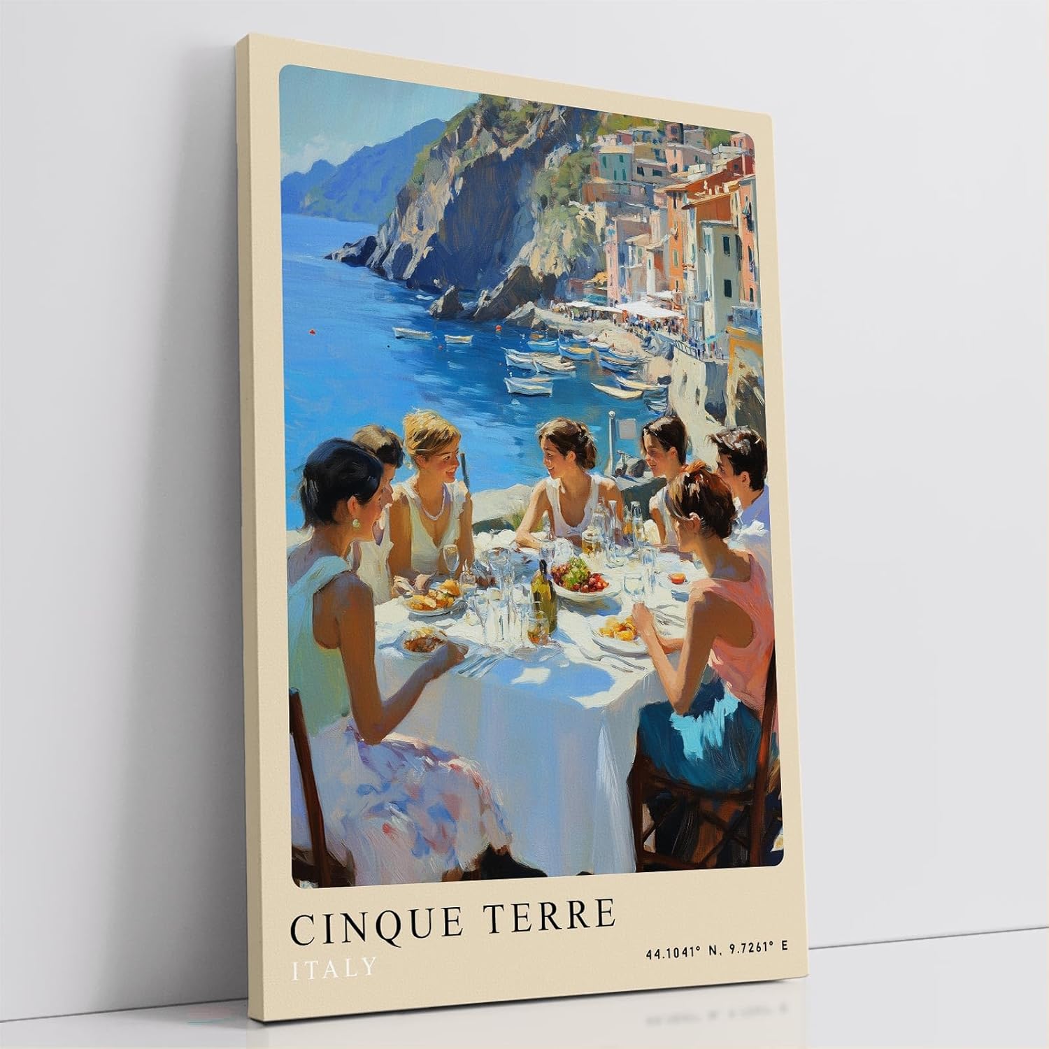 Paul Sinus Leinwandbild 60x90cm Leinwandbild Cinque Terre Italien mediterrane Küstenlandschaft malerische Dörfer Sommerstimmung Meeresblick