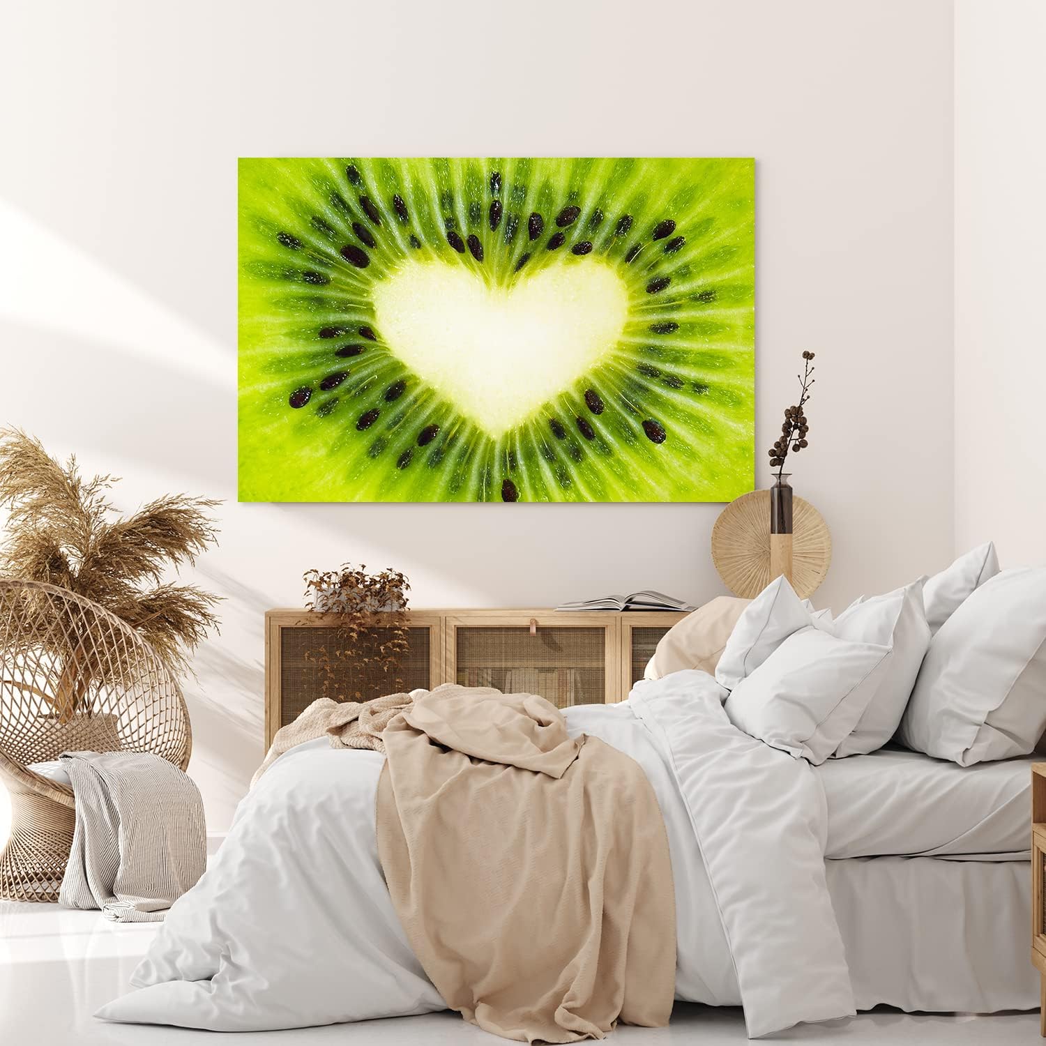 Paul Sinus Wandbild 120x80cm Kiwi in Herzform Herz Grün Fotokunst Nahaufnahme
