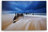 Paul Sinus Wandbild 120x80cm Strand Meer Horizont Schiffswrack Gewitterwolken