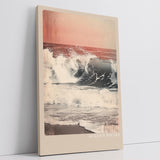 Paul Sinus Leinwandbild 80x120cm Ozeanpoesie – Kraftvolle Meereswelle mit sanften Pastelltönen und Vintage-Charme für eine harmonische Raumwirkung