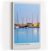 Paul Sinus Kunstdruck 40x60cm Civitavecchia Hafen in der Dämmerung – mediterrane Stimmung mit Segelbooten und Lichtreflexen