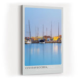 Paul Sinus Kunstdruck 40x60cm Civitavecchia Hafen in der Dämmerung – mediterrane Stimmung mit Segelbooten und Lichtreflexen