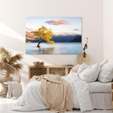 Paul Sinus Wandbild 120x80cm Baum im Wasser See Berge Natur Vögel