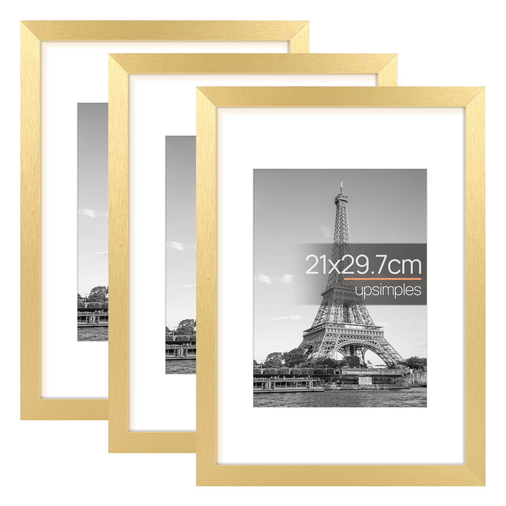 upsimples 3 Pack Bilderrahmen A4 Holz, Picture Frame Holz für Fotos, Bilder, Poster