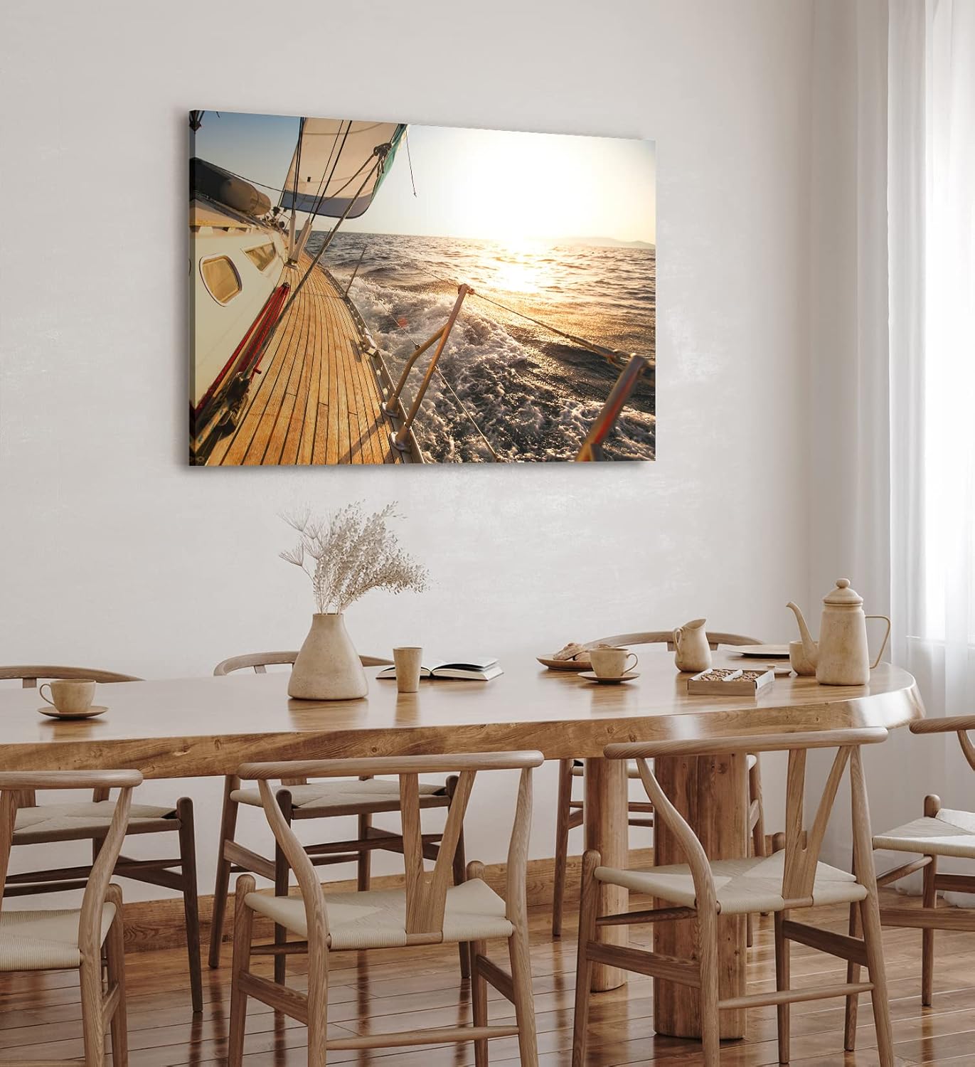 Paul Sinus Wandbild 120x80cm Segelboot Segelschiff Meer Ozean Horizont Sonnenschein