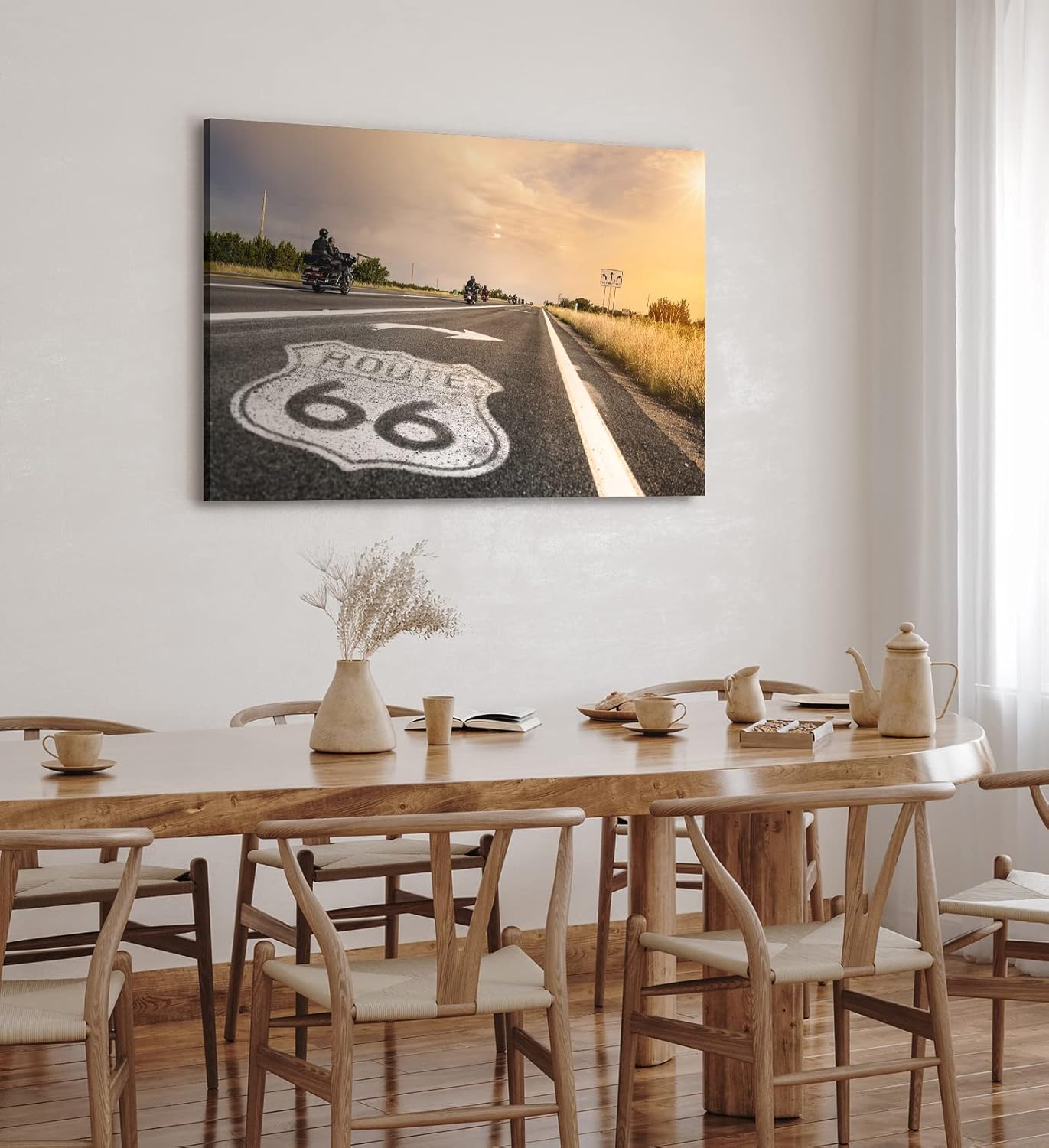 Paul Sinus Wandbild 120x80cm Route 66 USA Straße Motorräder Bikes Sonnenschein