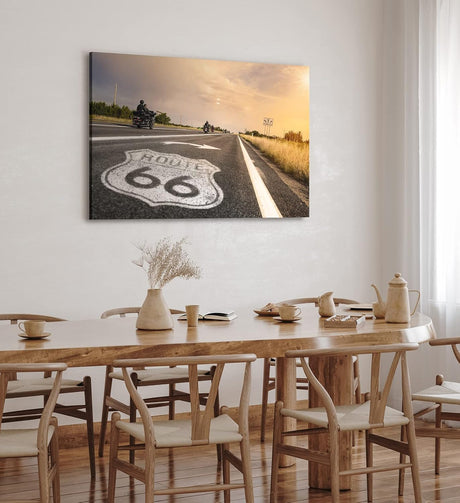 Paul Sinus Wandbild 120x80cm Route 66 USA Straße Motorräder Bikes Sonnenschein