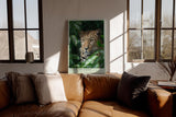 Paul Sinus Wandbild in 40x60cm Eye of the Jungle – Nahaufnahme eines Leoparden im dichten Blätterdach